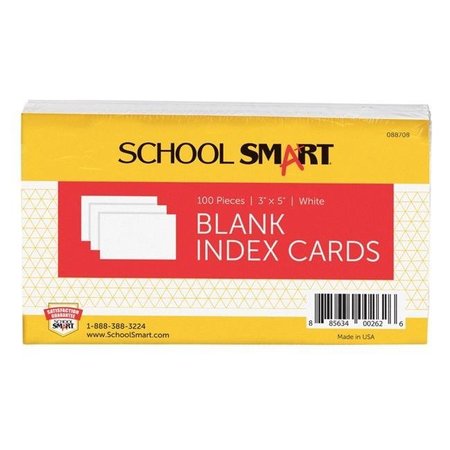 SCHOOL SMART School Smart 088708 3 x 5 In. Blank Heavyweight Plain Index Card; White; Pack - 100 88708